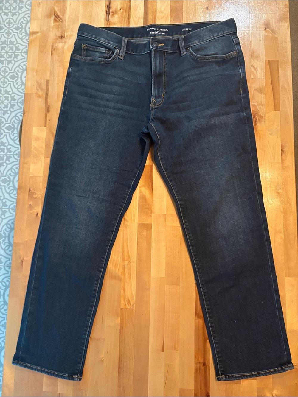 Banana Republic Men's Dark Wash Straight Slim Fit Jeans - Dark Blue